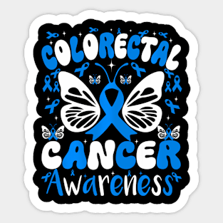 Butterfly Colorectal Cancer Awareness  blue Sticker